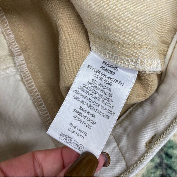 RE/DONE x Levi’s Patched Denim Shorts Size 23 high rise white tan vintage - Picture 8 of 9
